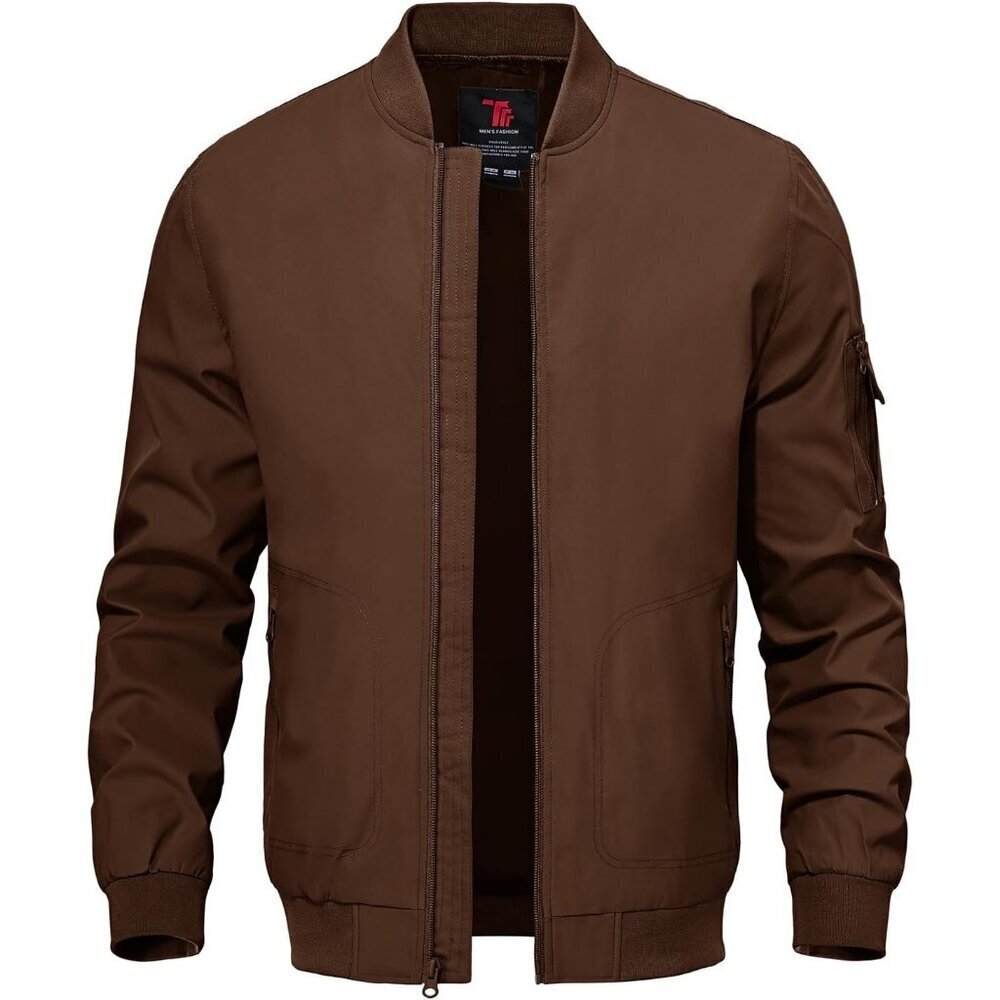 Men's Lightweight Stylish A1-Dark Coffee Casual Golf Varsity Bomber Jackets